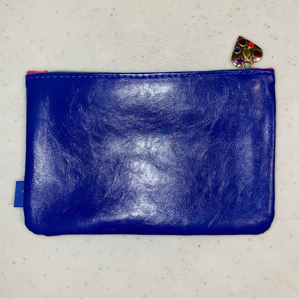 Ipsy Cosmetics Bag 2 Toned Blue and Pink with Jewelled Heart Zipper - Picture 2 of 3